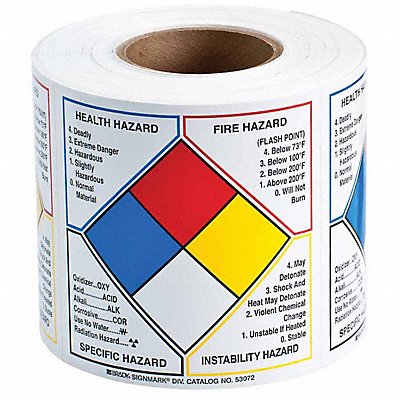 BRADY 53072 NFPA Label 6 H 6 W PK500