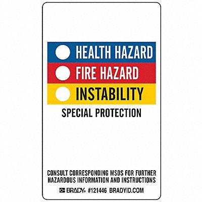 BRADY 121446 HMIG Label 5 in H 3 in W PK50