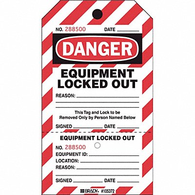 BRADY PLLT2 Danger Tag 7-1/2 x 4 In Plastic PK25