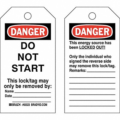 BRADY 65523 Danger Tag 5-1/2 x 3 In Hd Polyest PK25