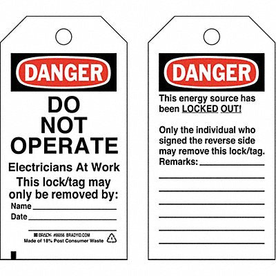 BRADY 65444 Danger Tag 5-3/4 x 3 In Cardstock PK25