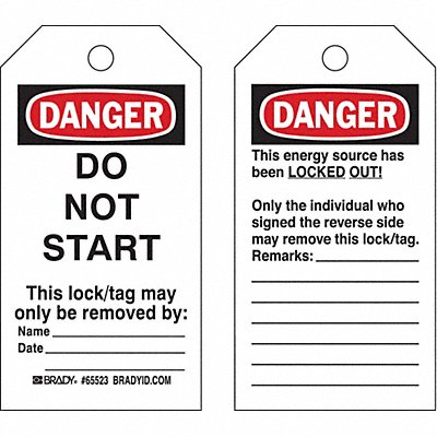 BRADY 65446 Danger Tag 5-3/4 x 3 In Cardstock PK25