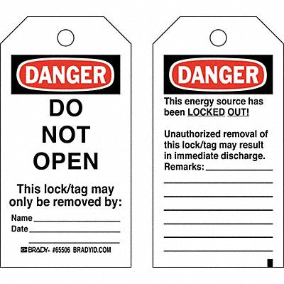BRADY 65506 Danger Tag 5-1/2 x 3 In Hd Polyest PK25