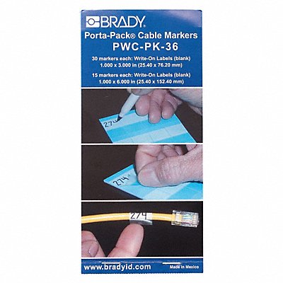 BRADY PWCPK36 Wire Marker Book Write-On Laminatng PK10