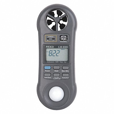 REED INSTRUMENTS LM8000 4-In-1 Anemometer 80to5 910fpm 32to122F