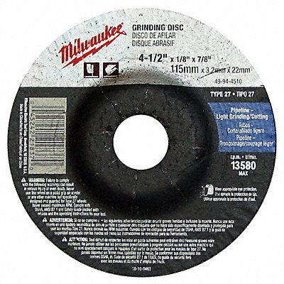MILWAUKEE 49944505 Cutting Wheel 4-1/2 X.045 X7/8 Type 27