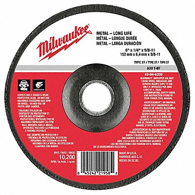 MILWAUKEE 49946330 Grinding Disc 6 X1/4 X5/8 -11