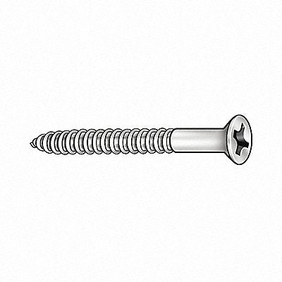 GRAINGER WPFI0903000100P Flat Head WOOD SCREWew Zinc #9 3 L PK100