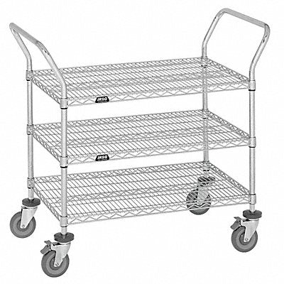 GRAINGER UC32448LZ Utility Cart Cap 400 Lb 48x24 3 Shelves