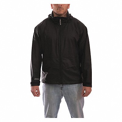 TINGLEY J67113 Rain Jacket w/Hood/Pockets Stretch Blk L