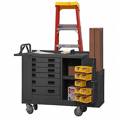 DURHAM MFG 2211DLP6DRRM9B95 Mobile Cabinet Bench Steel 52-3/4 W 19 D