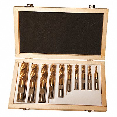 DAYTON 16N203 Flute End Mill Set 10 Pcs