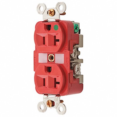 HUBBELL HBL8300RMRI Receptacle Red 20 A 2P3W Back Side 1PK