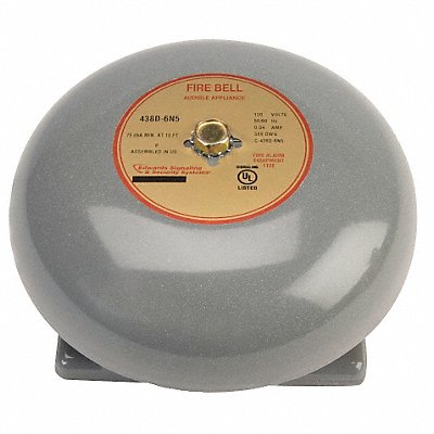 EDWARDS SIGNALING 438D6N5 Fire Bell Grey 6 IN.