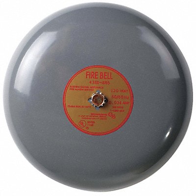 EDWARDS SIGNALING 438D8N5 Fire Bell Grey 8 In.