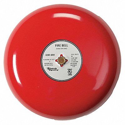 EDWARDS SIGNALING 439D10AWR Fire Bell Red 10 in 20 to 24V