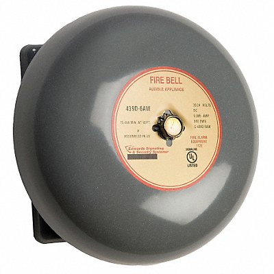 EDWARDS SIGNALING 439D6AW Fire Bell Grey 6 in 20 to 24V