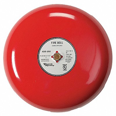 EDWARDS SIGNALING 439D8AWR Fire Bell Red 8 in 20 to 24V