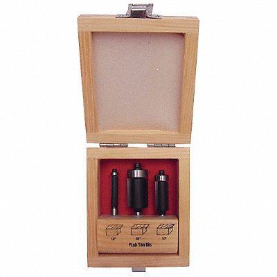 GRAINGER 16Y598 Router Bit Set 3 Pc Carbide Tipped