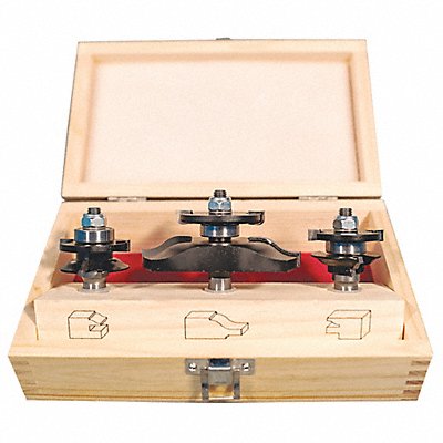 GRAINGER 16Y604 Router Bit Set 3 Pc Carbide Tipped