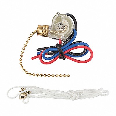 NSI INDUSTRIES 75110CW Pull Chain Sp3T With Brass Actuator