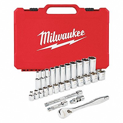 MILWAUKEE 48229408 Socket Wrench St Chrome 6Pt 1/4 - 1 in