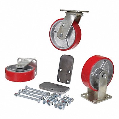 VESTIL HCK3PU62 Poly-on-steel CastorKit6 x2 3600#Cap PK3