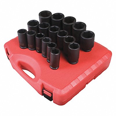 SUNEX TOOLS 4686 Deep Impact Sockt Set Metric 17 pcs. 3/4