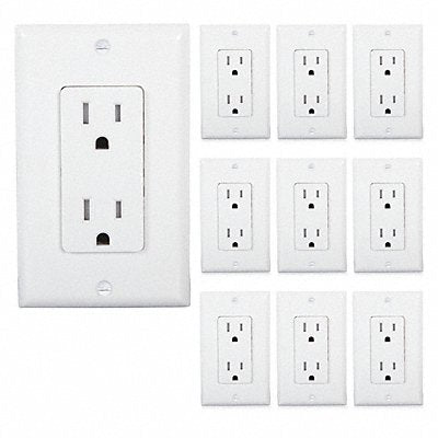 MAXXIMA MEWR100W10 White Wall Outlet 15 Amps PK10