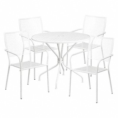 FLASH FURNITURE CO35RD02CHR4WHGG Round Patio Table Set 4 Chairs White