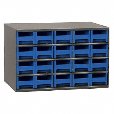 AKRO-MILS 19320BLU G2390 Bin Cab 20BlueDrwr Grey 11 H BlueDrwr