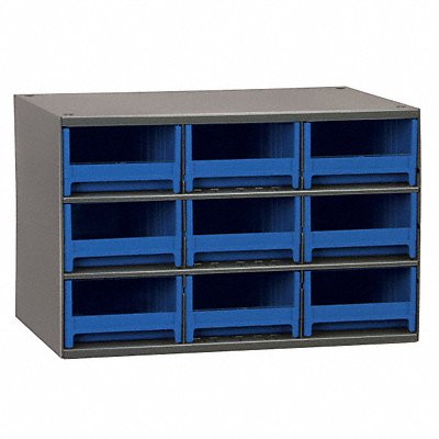 AKRO-MILS 19909BLU G2393 Bin Cab 9BlueDrwr Grey 11 H BlueDrwr