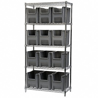 AKRO-MILS AWS183613014G G3472 Bin Shelving 18inx74inx36in Grey