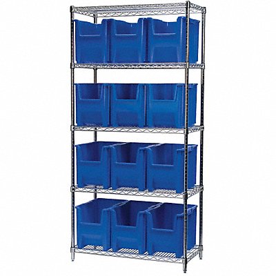 AKRO-MILS AWS183613014B G3472 Bin Shelving 18inx74inx36in Blue