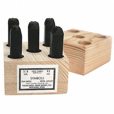 YOUNG BROS. STAMP WORKS 2053 Symbol Set 3/32in H Gothic Steel