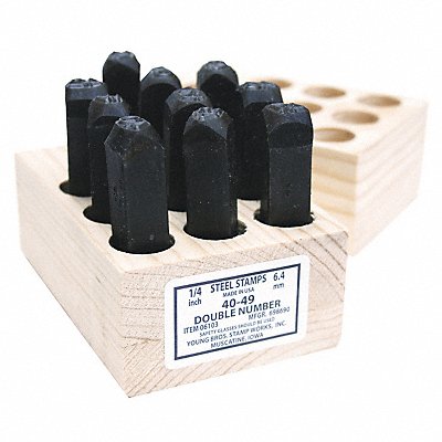 YOUNG BROS. STAMP WORKS 61030009 Number Set 1/4 in H Steel 00 to 09