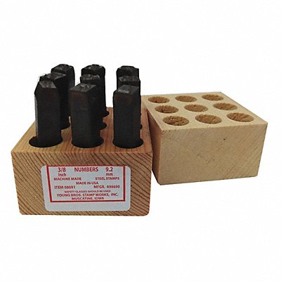 YOUNG BROS. STAMP WORKS 8091 Machine Made Number Set 3/8in H Gothic