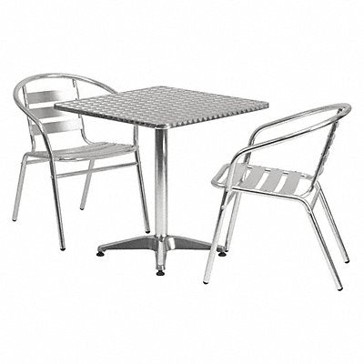 FLASH FURNITURE TLHALUM28SQ017BCHR2GG Square Patio Table Set 2 Chairs Grey
