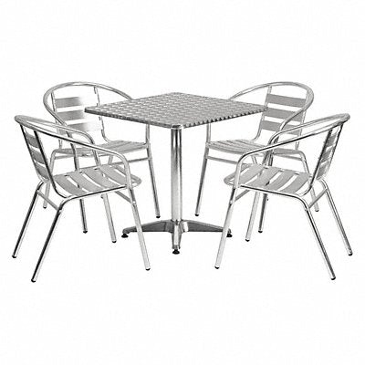 FLASH FURNITURE TLHALUM28SQ017BCHR4GG Square Patio Table Set 4 Chairs Grey