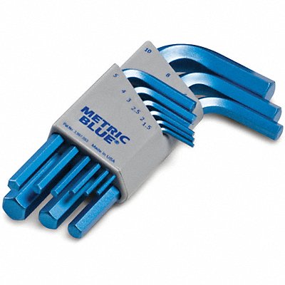 METRIC BLUE UST195587 Hex Key Set L 1 3/4 in to 4 5/16 in