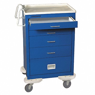 LAKESIDE C530P2K1B Emergency Cart 25x32x45 Blue 5 Drawer