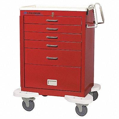 LAKESIDE C530P2K1R Emergency Cart 25x32x45 Red 5 Drawer