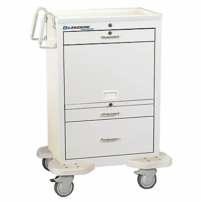 LAKESIDE C330MUSTW Medication Cart 25x32x46 White 3 Drawer