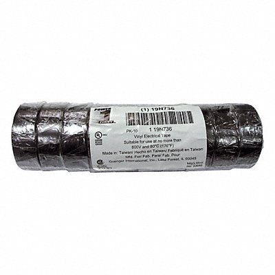 GRAINGER 19N736 Elec Tape 20 ft Lx3/4 W 7 mil Black PK10