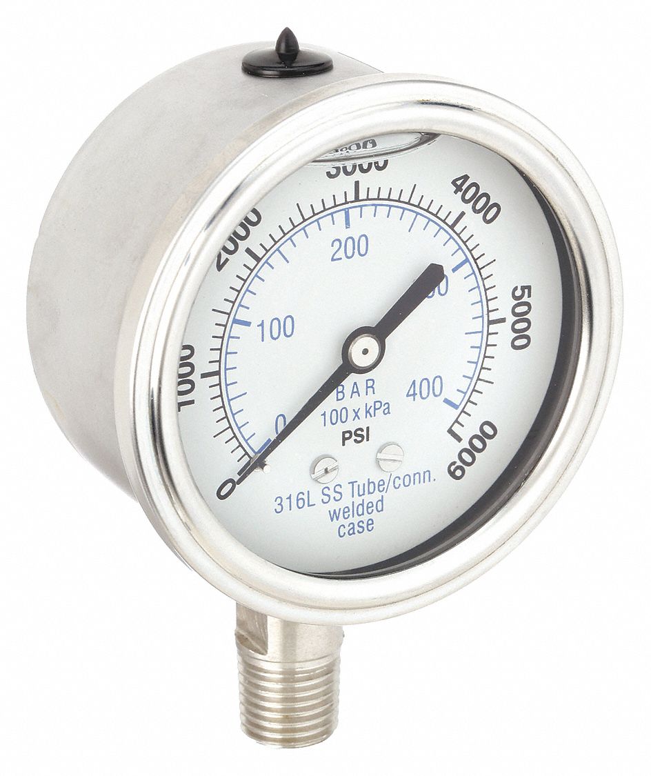 PIC GAUGES PRO301L254S01 Pressure Gauge Liquid Filled