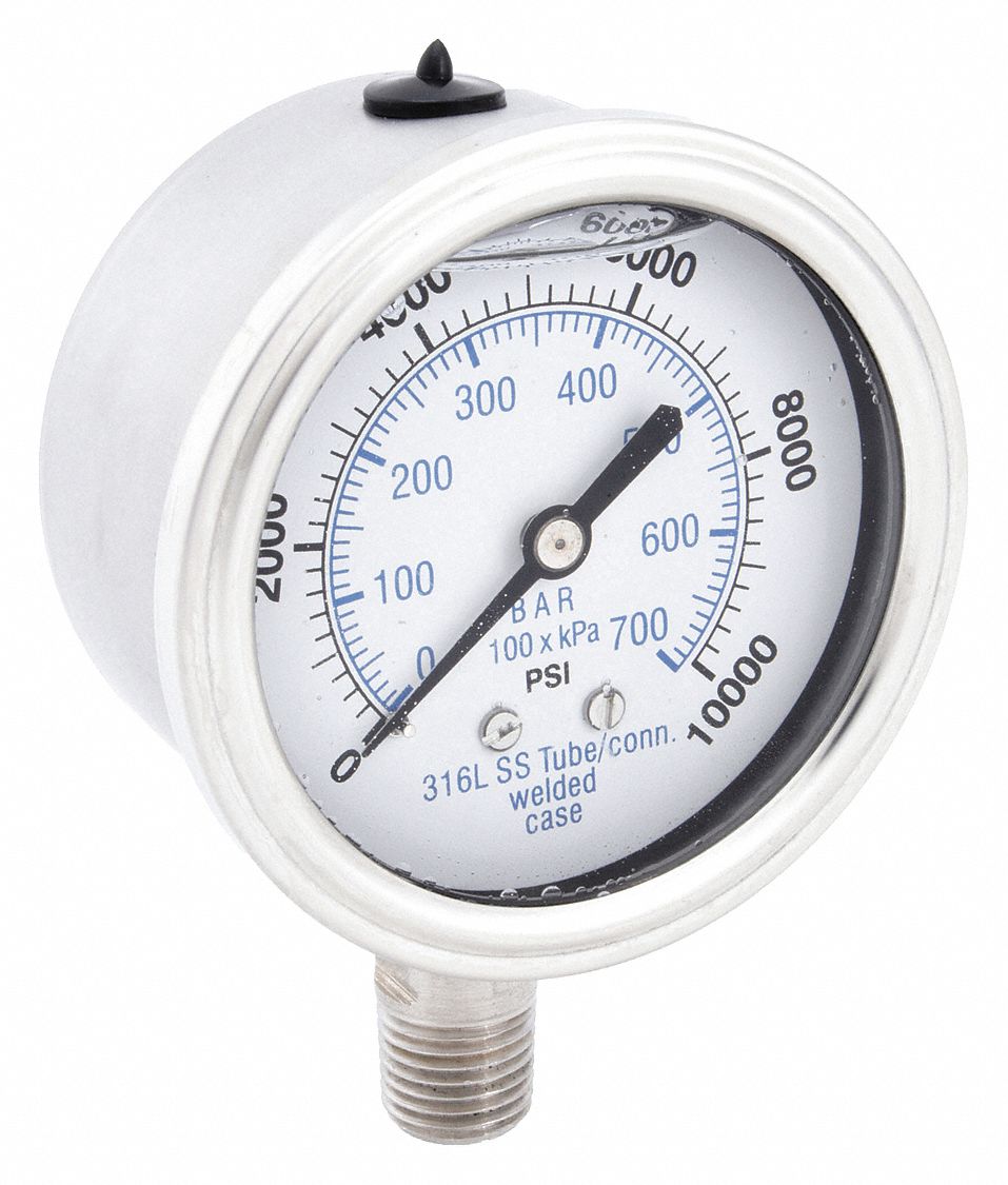 PIC GAUGES PRO301L254U01 Pressure Gauge Liquid Filled