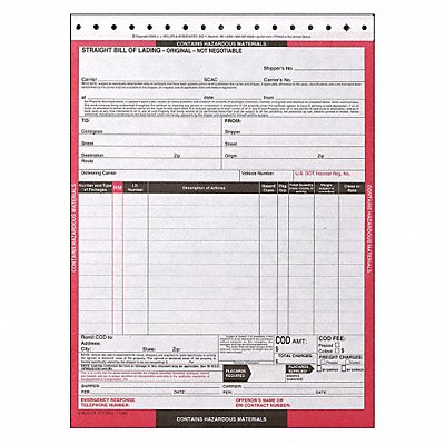 JJ KELLER 375 Hazmat Bill of Lading Forms Hazmat PK250
