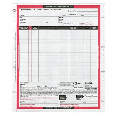 JJ KELLER 12469 Hazmat Bill of Lading Forms Hazmat PK500