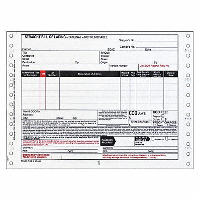 JJ KELLER 12461 Bill of Lading Form Reg Compliance PK500