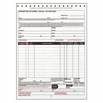 JJ KELLER 970 Bill of Lading Form Reg Compliance PK250